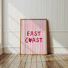 East Coast Beach House Print: Pink Heart Coastal Wall Art (Digital Download)