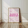 Teacher Affirmation Wall Art: Motivational Quote Classroom Decor, Teacher's gifts Poster (Digital Download)