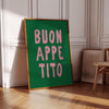 Buon Appetito Wall Art Bon Appetit Poster Printable Eat Sign Typography Print Modern Kitchen Wall Art Maximalist Kitchen Green Pink Wall Art