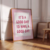 Today is a Good Day Print: Light Pink Girly Affirmation Poster, Above Bed Wall Art