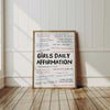 Girls affirmation poster Daily affirmations wall art Feminist poster Printable Wall Art Teen girl room decor Positive Quote Prints for Women