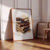 Book Lover Print, Stack of Books Painting, Gifts for book lovers, Bookworm Printable Art, Trendy Wall Art, Reading corner art Library decor