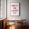 What's For Lunch Print Retro Kitchen Wall Art Red Modern Dining Room Print Aesthetic Minimalist Art Print Typography Print Trendy Wall Art