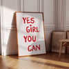 Yes Girl You Can Feminist Art Print, Teen Girl Room Decor (Digital File)