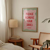 Remove Your Shoes Sign, Retro Green Pink Wall Art, Entryway Decor (Digital Download)