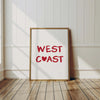 West Coast Wall Art Beach House Home Decor Wall Art Red Heart Typography Poster Summer Coastal Aesthetic Prints Trendy Printable Vertical