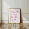 Please Leave By 9 Cute Apartment Decor Printable Entryway Art Print, Great Gift for Apartment Warming Housewarming Gifts Pink Girly Wall Art