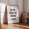 Glad You're Here Cute Apartment Decor, Printable Entryway Art Print, Great Gifts for Apartment Warming Housewarming Gifts, Hospitality Print