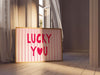Lucky You Print Pink Stripe Wall Art Girly Wall Art Trendy Aesthetic Home Decor Preppy Feminine Wall Art  For Ladies Lucky Poster Horizontal