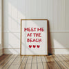 Meet me at the beach House Decor Beach Wall Art Coastal Wall Art Printable Wall Art Surfing Poster Surf Decor Preppy Room Decor Red Wall Art