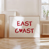 East Coast Wall Art Beach House Home Decor Wall Art Red Heart Typography Poster Summer Coastal Aesthetic Prints Trendy Printable Horizontal