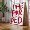 Time For Bed Bedroom Poster Bed Time Wall Decor Aesthetic Bedroom Wall Art Red Heart Nursery Wall Art Trendy Sleep Poster Typography Print