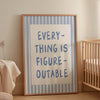 Everything is Figureoutable Print: Light Blue Inspirational Office Art, Affirmation Prints (Digital Download)