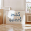 East Coast Wall Art Beach House Home Decor Light Blue Wall Art Typography Poster Summer Coastal Aesthetic Prints Trendy Printable Horizontal