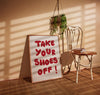 Take your shoes off sign Printable wall art Fun playful Remove shoes Signs For mudroom entranceway real estate Minimal Retro red wall art