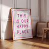 This Is My Happy Place Print, Pink Preppy Wall Art, Cute Apartment Decor, Coquette Wall Decor, Retro Print, Aesthetic Room Decor