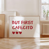 But First Cafecito Wall Art Print Minimalist Poster Spanish Kitchen Decor Trendy Coffee Wall Art Cafecito Printable Wall Art Red Horizontal