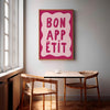Bon Appetit Print: Pink Retro Kitchen Decor, Maximalist Wall Art (Digital Download)
