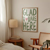Glad You're Here Cute Apartment Decor, Printable Entryway Art Print, Great Gifts for Apartment Warming Housewarming Gifts, Hospitality Print