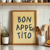 Bon Appetito Kitchen Print: Yellow & Black Typography Art, Kitchen Eat Sign (Digital Download)