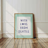 Seattle Wall Art Print: Minimalist Home Decor, Green Purple Art Prints (Digital File)