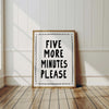 Funny Sleeping Quote Print: Five More Minutes Poster, Above The Bed Wall Art (Digital Download)