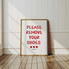 Please remove your shoes sign Printable wall art Shoes Off Signs For mudroom, entranceway, real estate Minimal Retro red wall art for women