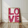 Pink Love Printable Wall Art: Preppy Room Decor, Love You Sign, Baby Girl Room Decor, Love Typography Print, Valentines Day Gifts