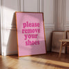 Please remove your shoes sign Printable wall art Shoes Off Signs For mudroom, entranceway, real estate Retro Pink wall art for women