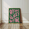 Office Sweet Office Print: Preppy Retro Typography Wall Art, Green Pink Printable (Digital Download)