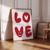 Love Wall Art Print Trendy Retro Love Poster Cute Valentines Day Wall Art Printable Red Heart Romantic Wall Art  for Girls Smile Wall Art