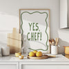 Yes chef Kitchen wall art Funny kitchen decor Cute kitchen decor Trendy kitchen print Quirky kitchen art Sage Green wall art Gifts for chefs