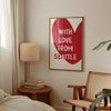 Seattle Wall Art: Minimalist Home Decor, Red Girly Poster (Digital File)