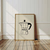 Moka Pot Art Printable, Minimal Coffee Print Wall Art, Rustic Coffee Poster, Kitchen Wall Decor, Coffee Maker Art Print, Breakfast art print