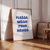 Please Wash Your Hands Sign Print Light Blue Aesthetic Bathroom Wall Art Cute Minimalist Poster Trendy Bathroom Decor Sign Restroom Prints