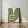 This Is My Happy Place Print Heart Poster Girly Preppy Wall Art Cute Apartment Decor, Coquette Wall Decor, Retro Print Aesthetic Room Decor