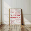 Teacher's Affirmation Wall Art Printable Daily affirmations wall art Teacher wall decor Teacher's gifts Motivational quotes Classroom decor