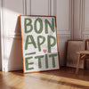 Bon Appetit Poster Sage Green Prints Printable Art Eat Sign, Typography Print French Quote Poster Modern Kitchen Wall Art Maximalist Kitchen