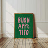 Buon Appetito Wall Art Bon Appetit Poster Printable Eat Sign Typography Print Modern Kitchen Wall Art Maximalist Kitchen Green Pink Wall Art