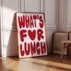 What's For Lunch Print Retro Kitchen Wall Art Red Modern Dining Room Print Aesthetic Minimalist Art Print Typography Print Trendy Wall Art