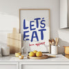 Lets eat Sign Bon Appetit Poster Printable Art Typography Print French Quote Poster Modern Kitchen Wall Art Maximalist Kitchen Blue Print