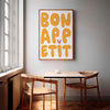Bon Appetit Poster Printable Wall Art Eat Sign, Typography Print French Quote Poster Modern Kitchen Wall Art Maximalist Kitchen Yellow Print
