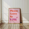 Please Leave By 9 Cute Apartment Decor Printable Entryway Art Print, Great Gift for Apartment Warming Housewarming Gifts Pink Girly Wall Art