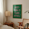 Everything is Figureoutable Print: Retro Y2K Pink & Green Office Art, Motivational Prints (Digital Download)