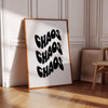 Black White CHAOS Poster Wavy Text Print Minimalist Aesthetic Room Decor 70s Trendy Monochrome Wall Art Fun Typography Prints Retro Wall Art