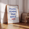 Please remove your shoes sign Printable wall art Shoes Off Signs For mudroom, entranceway, real estate Minimal Retro red wall art for women