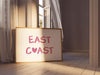 East Coast Wall Art Beach House Home Decor Wall Art Pink Heart Typography Poster Summer Coastal Aesthetic Prints Trendy Printable Horizontal