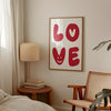 Love Wall Art Print Trendy Retro Love Poster Cute Valentines Day Wall Art Printable Red Heart Romantic Wall Art  for Girls Smile Wall Art