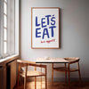 Lets eat Sign Bon Appetit Poster Printable Art Typography Print French Quote Poster Modern Kitchen Wall Art Maximalist Kitchen Blue Print
