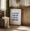 Please Wash Your Hands Sign Print Light Blue Aesthetic Bathroom Wall Art Cute Minimalist Poster Trendy Bathroom Decor Sign Restroom Prints